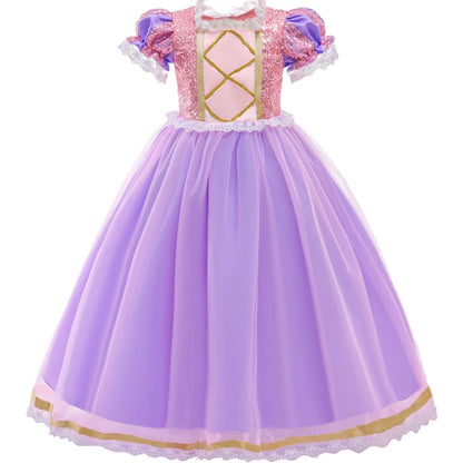 FSMKTZ Girls Rapunzel Princess Costume Puff Sleeve Ball Gown Dress