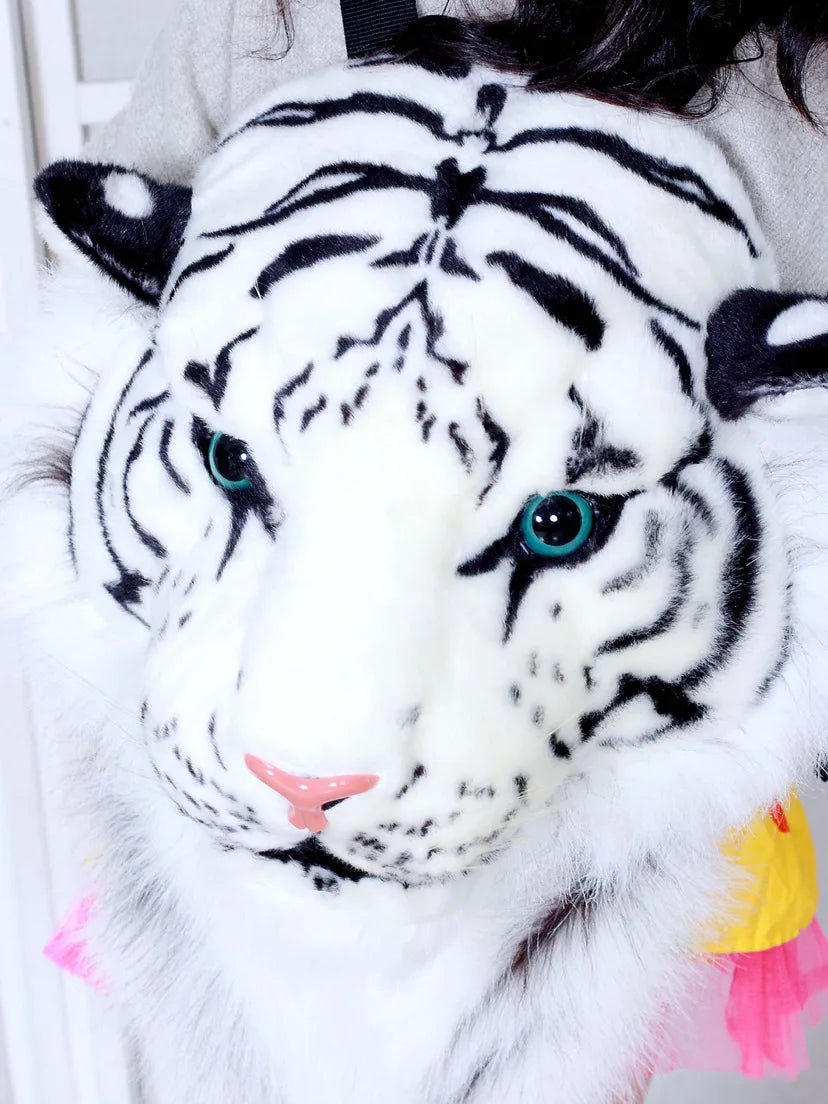 3D Animal Design Backpack for Girl Tiger Lion Leopard Panda Fur School Bags Women Chain Clutch Crossbody Shoulder Bags Purse