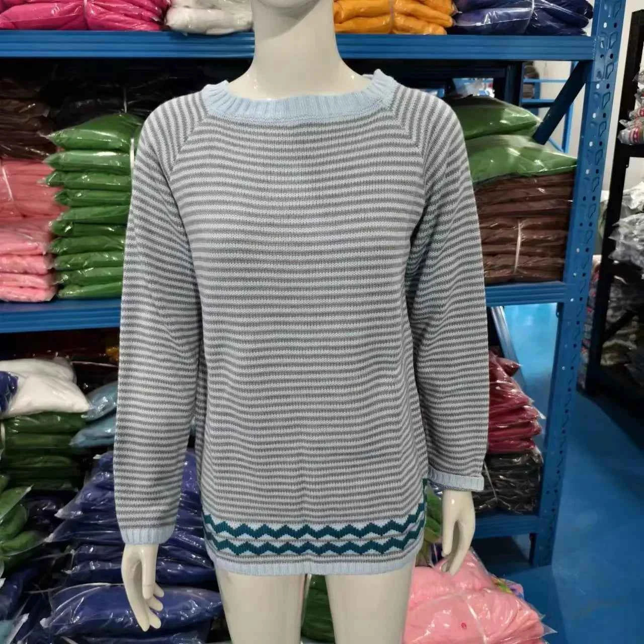 Spring Knitted Women's Sweater O-neck Long Sleeve Casual Loose Sweater Elegant Trendy Print Female Winter Fashion Ladies Clothes