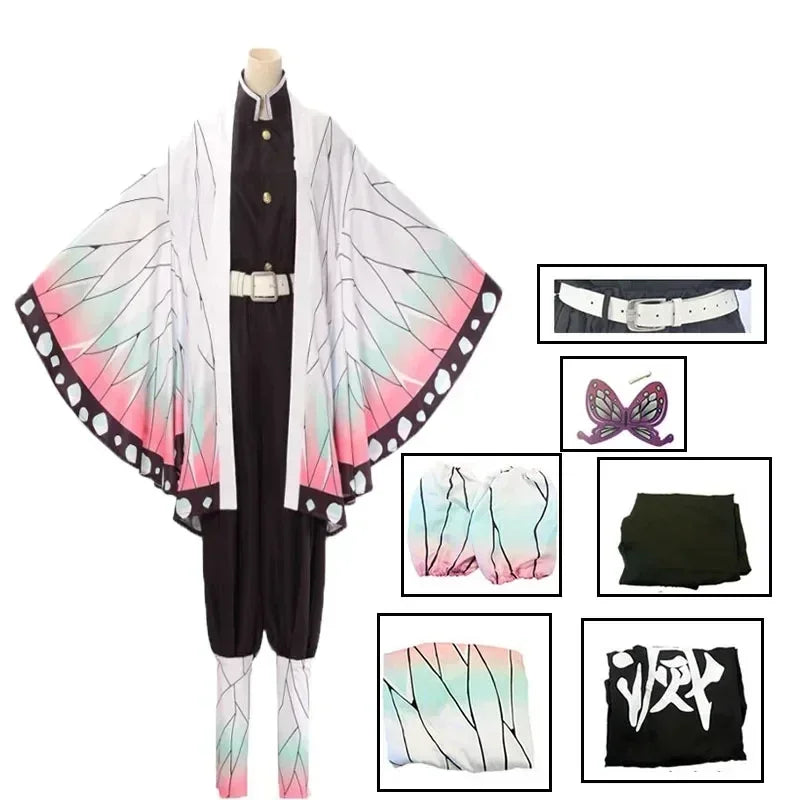Kochou Shinobu Anime Cosplay Costume Set with Haori for Adults