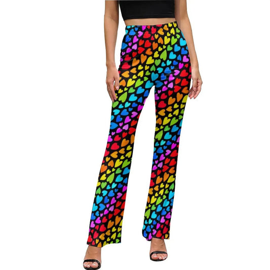 Heart Confetti Pants Elastic Waist Pink Valentines Day Streetwear Flare Pants Summer Casual Pattern Oversize Trousers SS69 34.69 style-7 / XL / CHINA