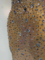 Luxury Rhinestones Sexy Mesh See Through Bodycon Dress Women Birthday Evening Cocktail party Gown Red Carpet Club Stage Outfit