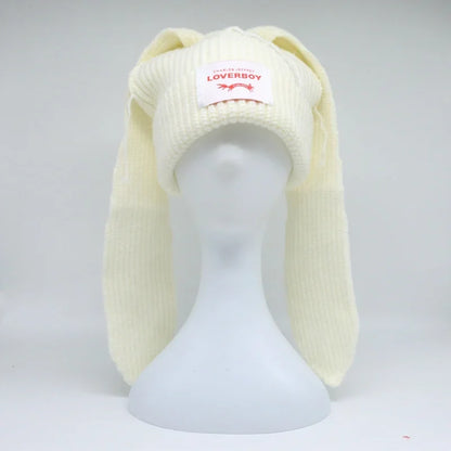 Long fox Ears Knitted Hat Men Women Rabbit Ear Warm Crochet Beanies Kpop Hip Hop Hat Winter Skullies Cap Y2k Christmas Gifty