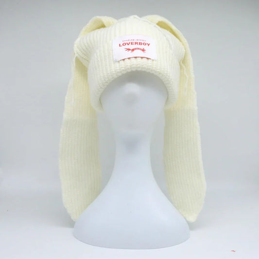 Long fox Ears Knitted Hat Men Women Rabbit Ear Warm Crochet Beanies Kpop Hip Hop Hat Winter Skullies Cap Y2k Christmas Gifty