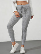 Women's Spring Casual Every Day Stretchy Leggings Solid Color Sports Pants with Elastic Waist Comfortable Stylish Casual Wear