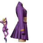 Anime JOJO's Bizarre Adventure Golden Wind Giorno Giovanna Cosplay Costume Sexy Purple Skirts Crop Top and Mini Skirts Party Set
