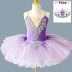 Professional Ballet Tutu Girls Blue Pink Tutu Ballerina Party Dress +Crown 2pcs  Adult Child Kids Ballet Dance Costume
