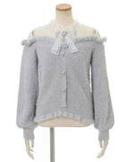 Liz Sweater Japanese Mass Production Autumn and Winter Woolen Off Shoulder Lace Slim Short Sweater Soft Furry Knitted Pullover