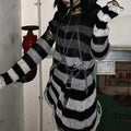 2024 Purple Striped Gothic Sweaters Women Ripped Holes Loose Knitted Pullover Frayed Fairy Grunge Jumpers Emo Streetwear Lolita SS69 14.69 Gray Gradient / One Size