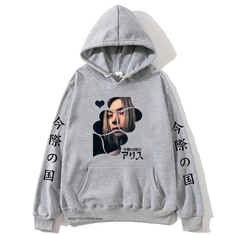 Anime Alice In Borderland Hoodie Chishiya Printed Hoody Women Crewneck Sweatshirts with Hooded Men Long Sleeve Pullover Cool Top SS69