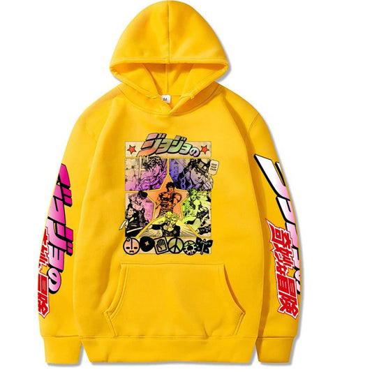 2021 Harajuku JOJO's Bizarre Adventure Unisex Hoodies Japanese Anime JOJO Printed Men's Hoodie Streetwear Casual Sweatshirts SS69 23.69 Yellow / XXXL