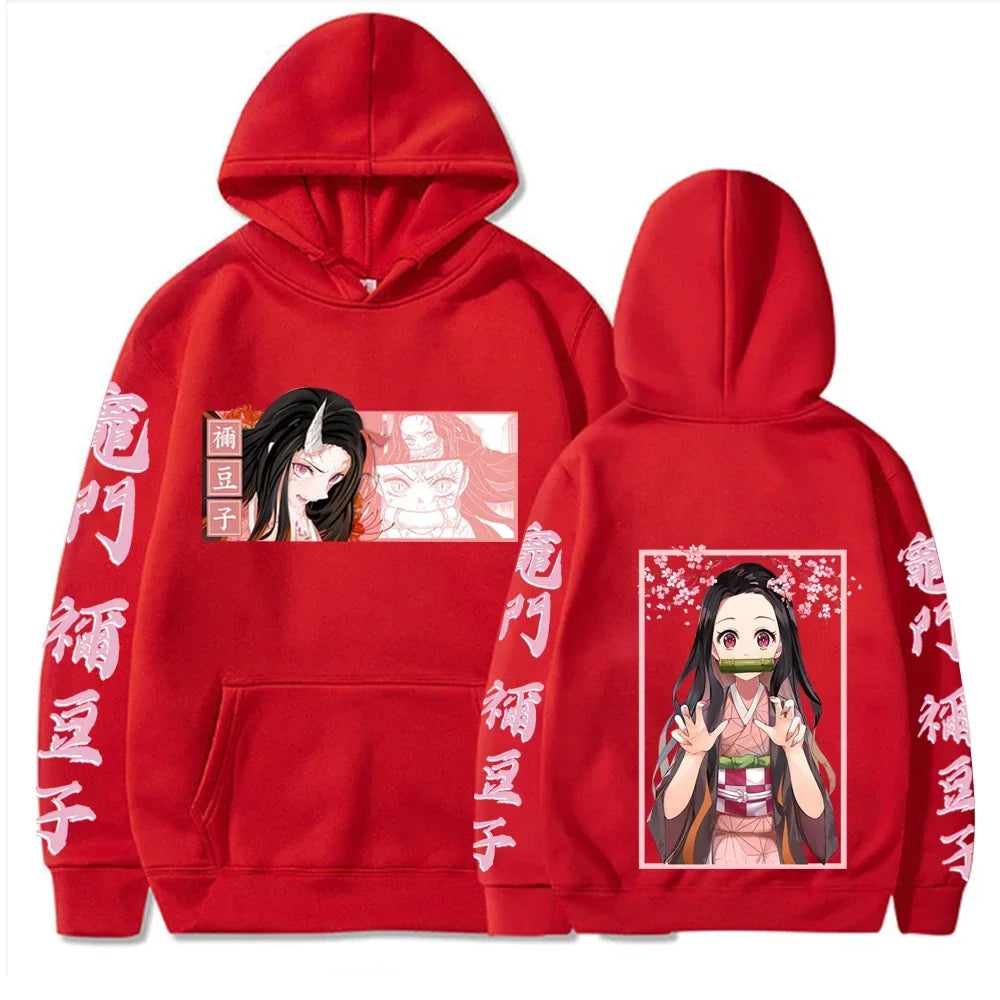 Japan Anime Demon Slayer Kamado Nezuko Printing Women Hoodies Plus Size Sweatshirt Harajuku Girl Autumn Warm Pullover Streetwear