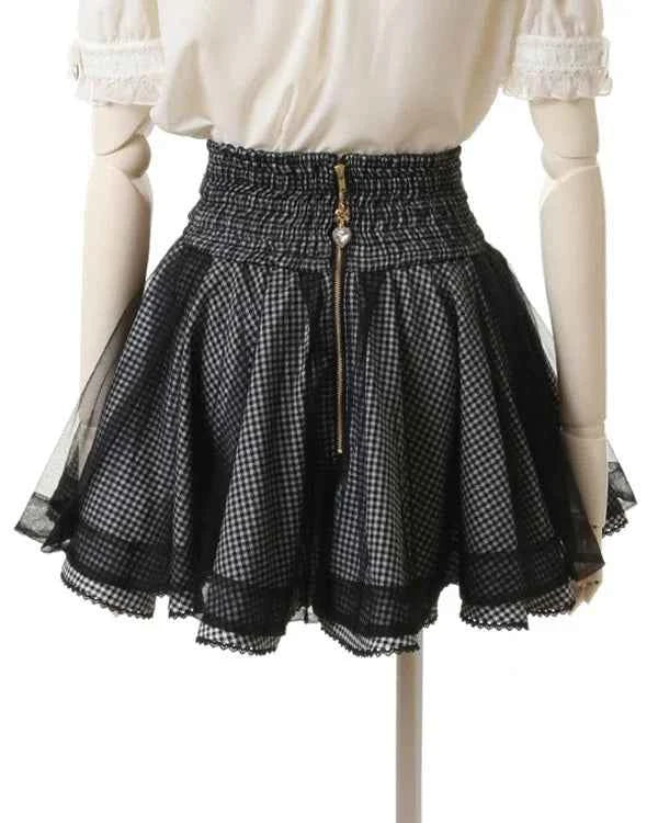 Japanese Liz New Spring Lace Edge Leather Ring High Waist Pleated Skirt Ribbon Bow Short Plaid Skirts Big Bow Lolita Blouses