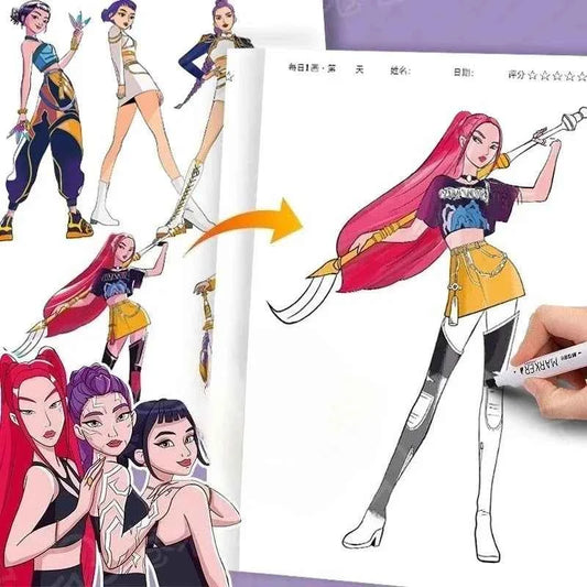 40 page KPO Witch Hunt Rumi Mira Zoey children's and adult anime character drawing practice book drawing coloring book-