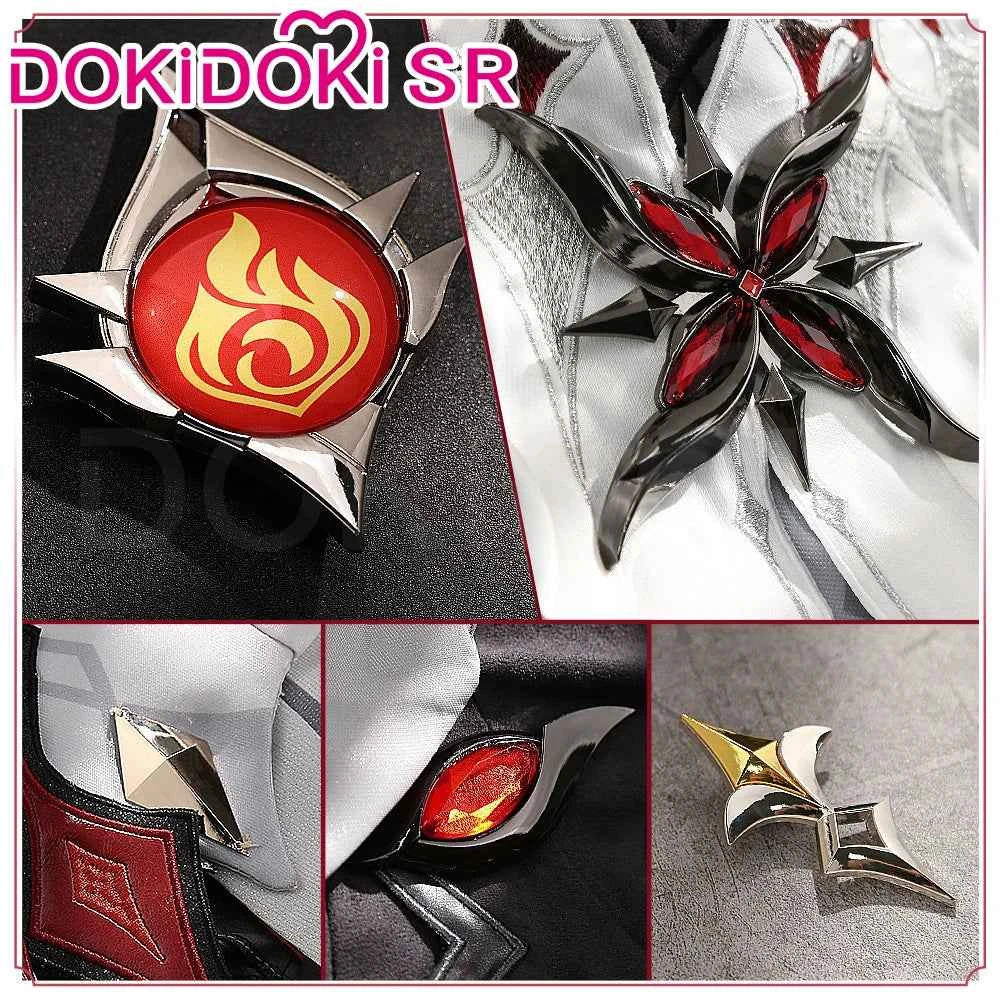 Genshin Impact Arlecchino Cosplay Costume Set with Wig - Polyester - S-2XL