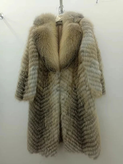 Furyoume Hot 2024 Women Winter Coat Real Fox Fur Coat X-long Luxury Clothes Natural Fluffy Fur Jacket Ladies Fashion Streetwear SS69 655.69 color 14 / XXL bust 110cm