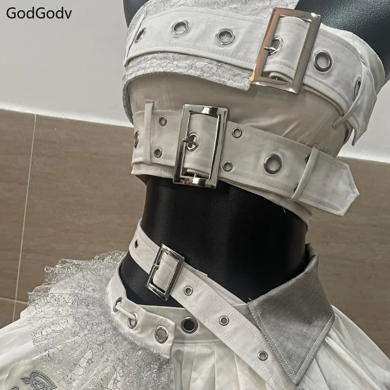 Summer Vintage Elegant Y2K Woman 2 Piece Sets Punk Gothic Strapless Crop Tops +High Waist Ruffle Skirt Female Party Outfits 2025 SS69