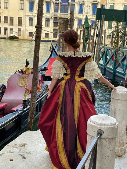 Italian Renaissance Borgia Costume 17th Century Gorgeous Baroque Queen Red Wedding Dress Tudor Elizabethan Duchess Ball Gown
