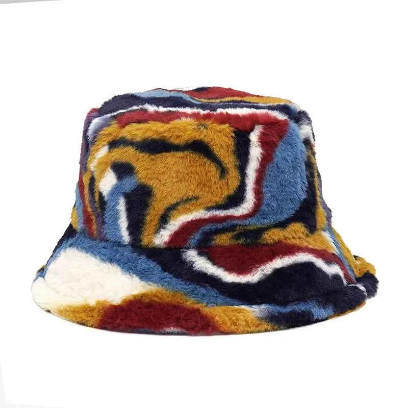 Winter Bucket Hat Women's Fashion Leopard Panama Warm Hats Female Vintage Faux Fur Fisherman Cap Hats For Women Dropshipping