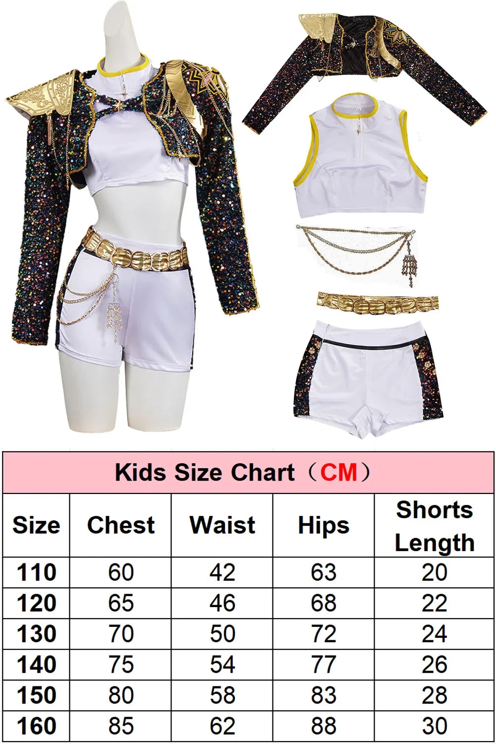 Black Golden Costume Set Cute Dress Up Outfit Halloween Party Cosplay Roleplay Uniform Performance Birthday Fancy Dress