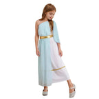 Girls Greek Nymph Toga Ruffles One Shoulder Maxi Lyrical Dance Dress Ancient Roman God Cosplay Costume for School Show