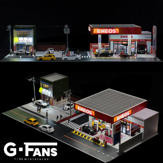 SS69 1/64 Scale Diecast Car Garage Diorama with LED Lighting and Dust Door