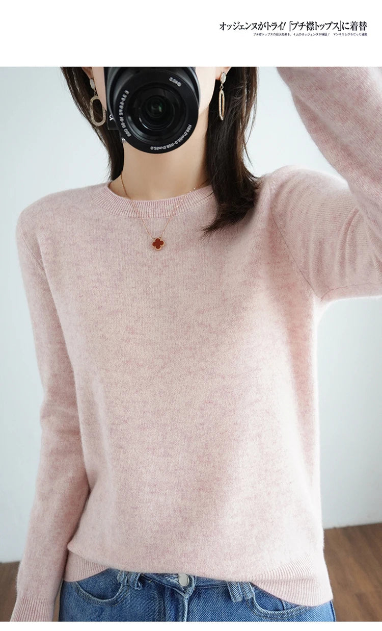 Autumn And Winter Cashmere Sweater Women's Crew Neck Pullover Casual Knitted Top Women's Short Undercoat Fashion 18 Colors SS69