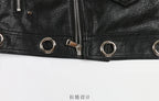 Nerazzurri Women's Faux Leather Jacket with Rivets & Hollow Out Detail