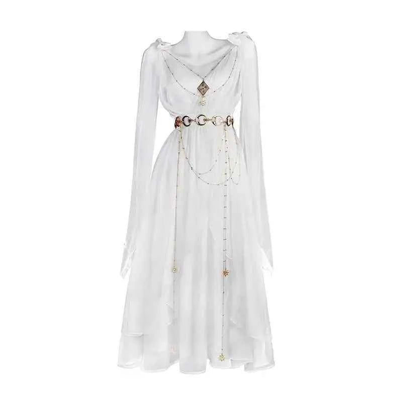 NONSAR God Greek Sweet Vintage Fairy Dress Women Summer Court Style Han Elements Chiffon Elegant floating Strap Long Dresses
