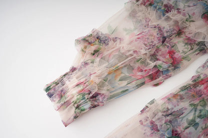 JAMERARY Fashion Floral Print Long Sleeve Maxi Dress For Women Summer Autumn Clothes Layers Ruffles Cake Dresses Evening SS69