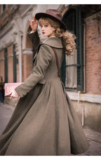 Lautaro Autumn Winter Long Warm Wool & Blends Coat for Women Shawl Collar Single Breasted Elegant Fit and Flare Woolen Overcoat