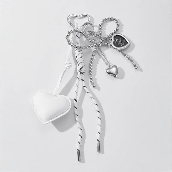 Luxury Charm Tassel Love Heart Pendant Handmade Creative Bowknot Keychain Cute Glossy Pendant Keychain Bag Accessories SS69 10.69 white / CHINA