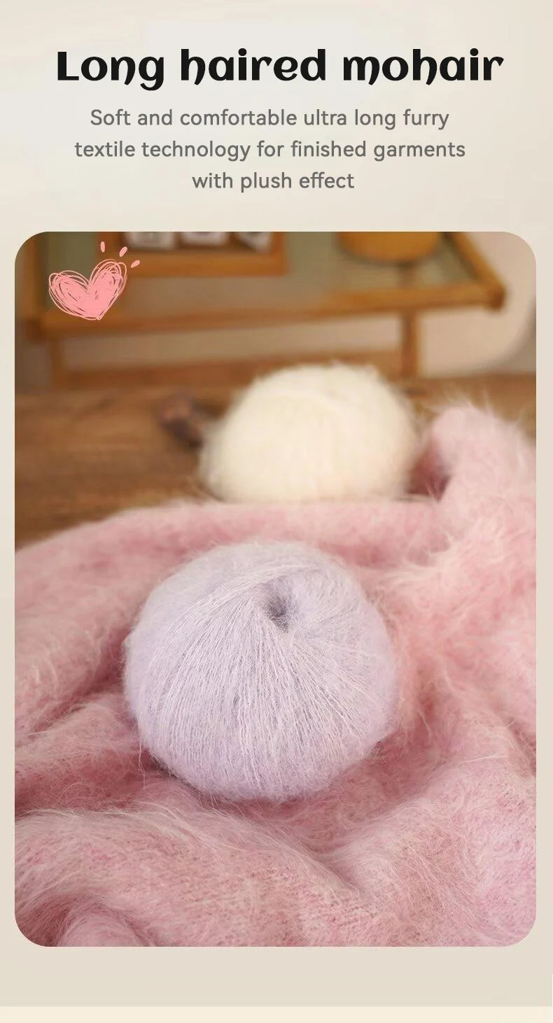 Colorful Long-Haired Alpaca Mohair Blend Yarn 300g for Knitting