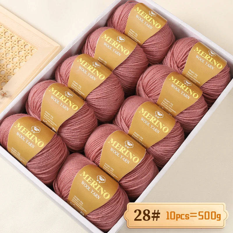 500g of High-Quality 212 Medium-Fine Alpaca Wool Yarn, Suitable for Knitting Sweaters, Scarves, and Hats, 10 Skeins/Pack