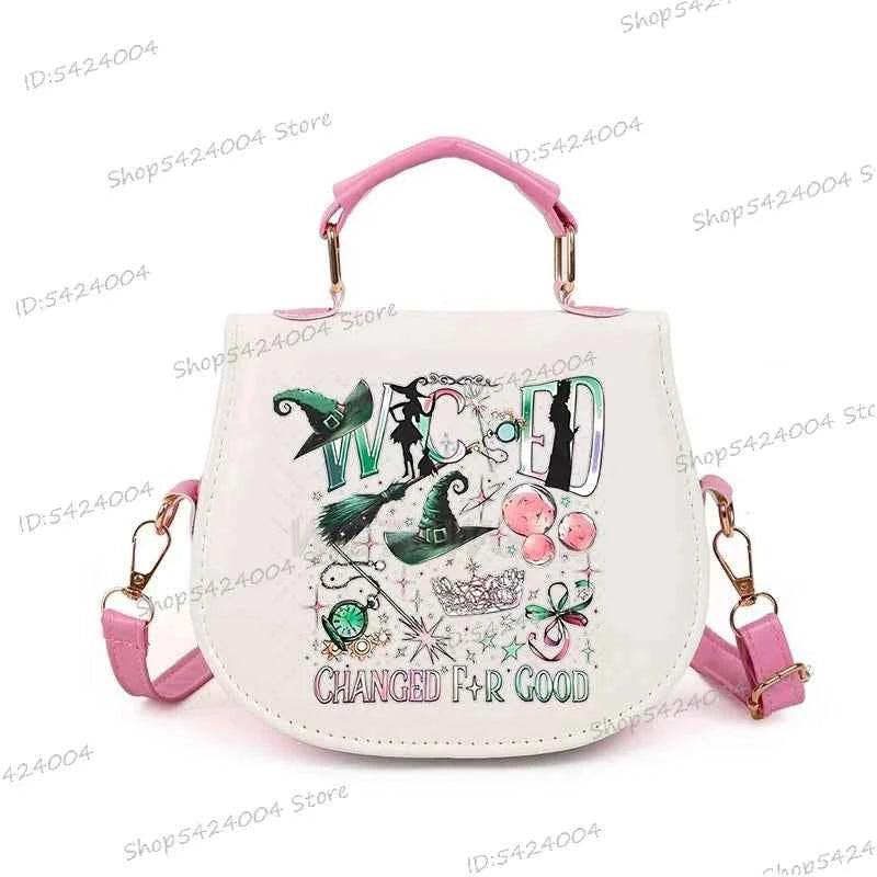 Classic Wicked Change for Good Women Crossbody Bag Fashionable Cartoon Witch's Wand Zipper Shoulder Bag Girl Funny Handbag Gift