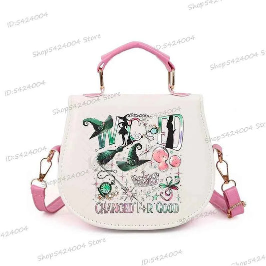 Classic Wicked Change for Good Women Crossbody Bag Fashionable Cartoon Witch's Wand Zipper Shoulder Bag Girl Funny Handbag Gift