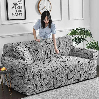 1pc Flower Printed Elastic Sofa Cover Antidirty Spandex Sofa Cover Furniture Protector for Bedroom Office Living Room Home Decor