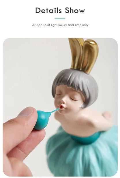 Bubble Gum Rabbit Girl Figurines, Modern Home Decoration,Party Decor, Sweet Gift for Girl,Lovely Room Ornaments,Birthday Present SS69