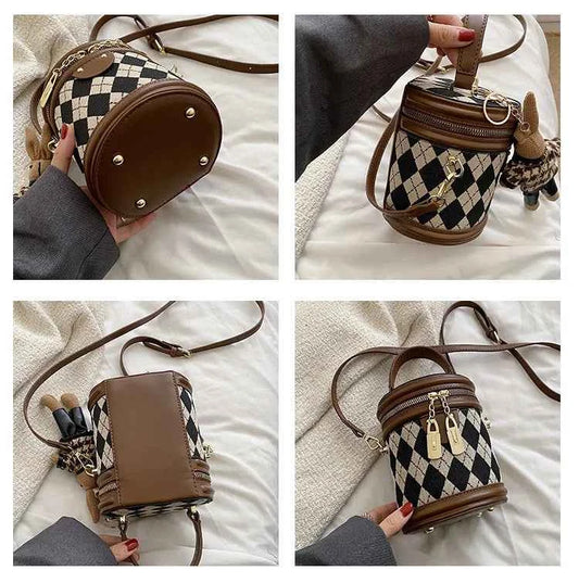 Women's Bag for Women Fashion Luxury Designer Zipper Small Handbags For Women Leather Bucket Shoulder Bag 2023 New Trend Pendant