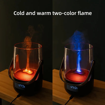 Retro Flame 200ml Evaporative Aromatherapy Humidifier with 3 Timer Settings Ambient Mood Lighting for Home Decor and Relaxation