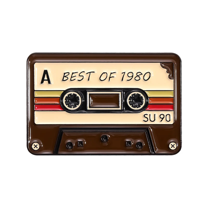 QIHE JEWELRY Retro Cassette Tape Enamel Pin Badge