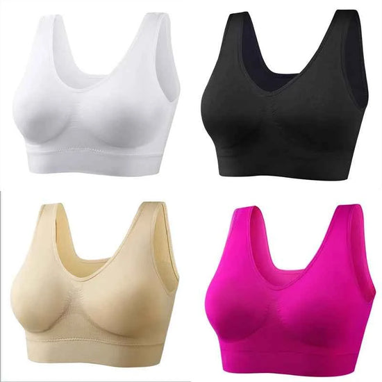 XL-5XL 4PCS Women Seamless Single Layer Camisole Bra Tops Sleep Yoga Sports Bras Tank Tops