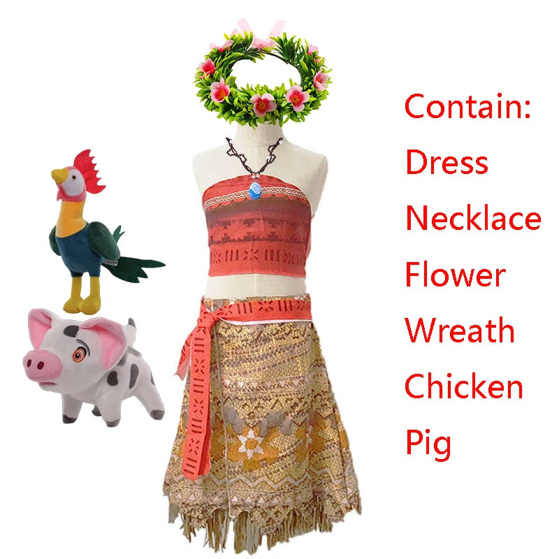 Disney Moana Princess Costume Dress for Girls - Role Play