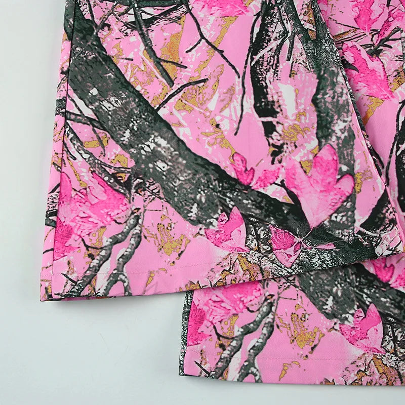 Women's new branch small camo high waisted bell bottoms Spice Girl street personality fashion casual pants SS69