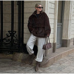 Mueyeruho Women's Faux Mink Fur Sweatshirt - Warm Brown Pullover