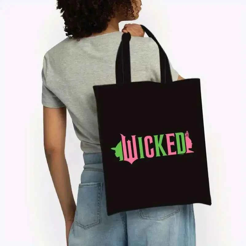 Wicked The Musical Inspired Black Tote Bag  Open-Top Shopper  Shoulder Bag for School, College, Travel & Gift-Giving