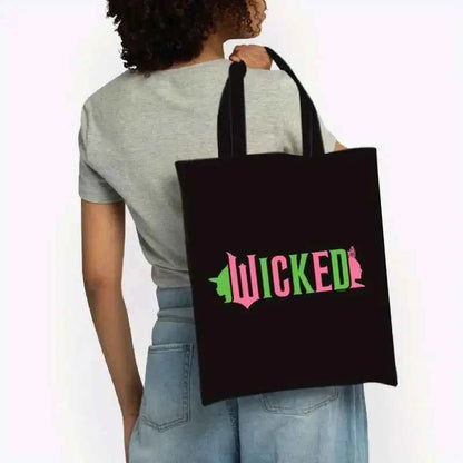 Wicked The Musical Inspired Black Tote Bag  Open-Top Shopper  Shoulder Bag for School, College, Travel & Gift-Giving