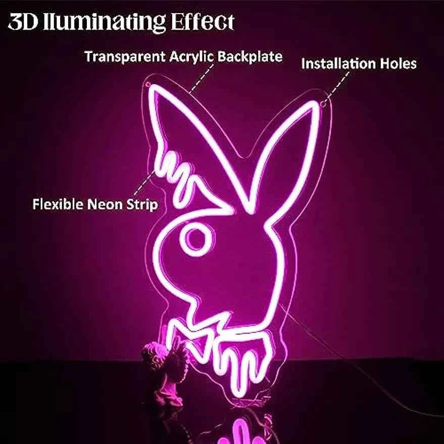 Rabbit Bunny Neon Signs for Wall Decor LED Neon Light Sign Cute Animal LED Signs for Bedroom Kids Room Party Decor Girl Gift