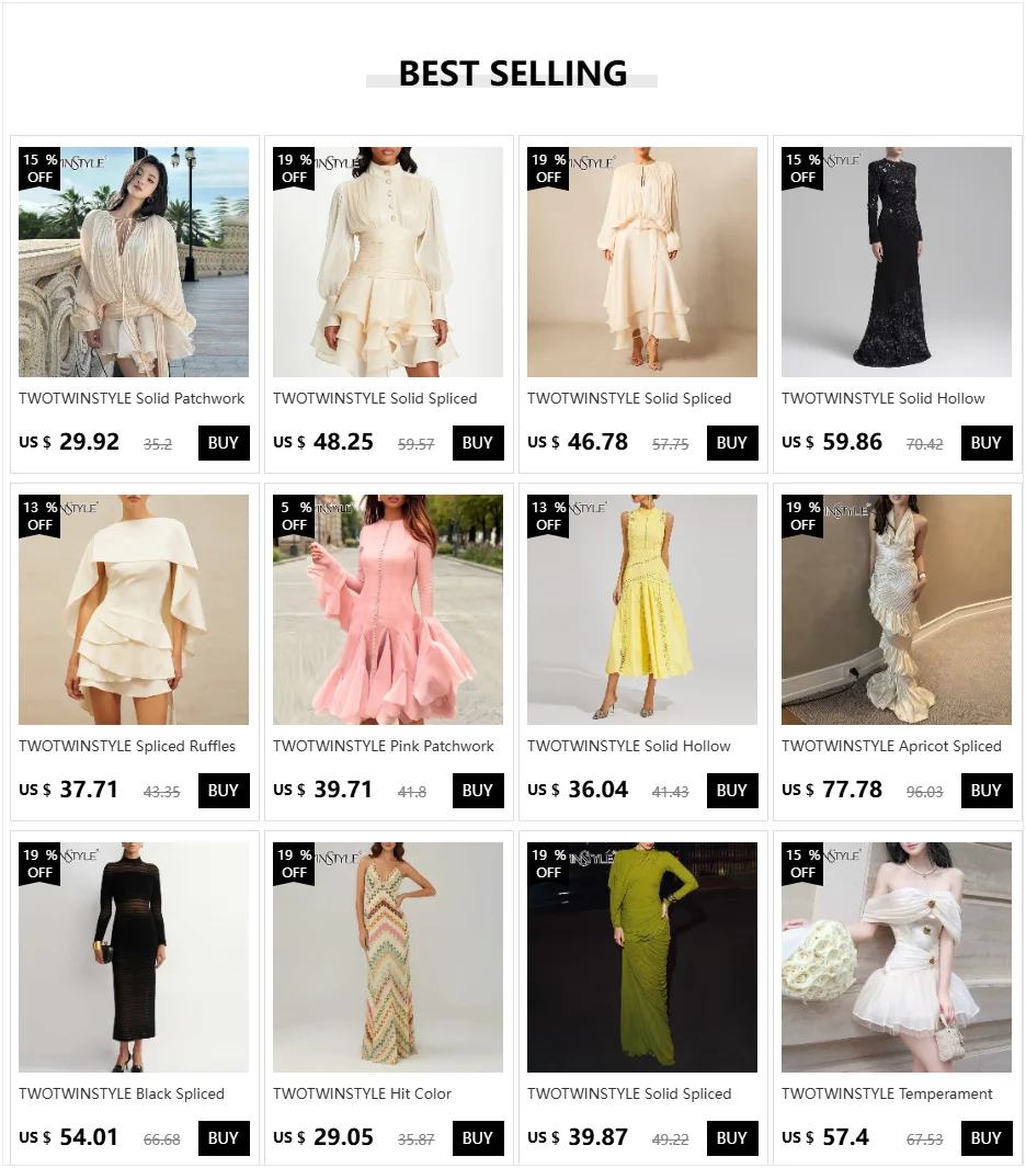 TWOTWINSTYLE Solid Spliced Ruffles Dress Female Stand Collar Long Sleeve Loose French Elegant Women's Dresses Autumn Fashion New