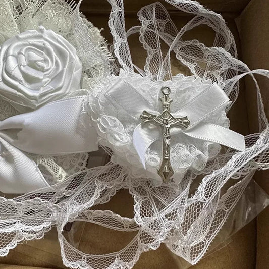 Halloween Punk Gothic Cross Eye Mask Cosplay Lolita Eye Patch Lace Heart Bow Eyewear Accessories Carnival Props SS69